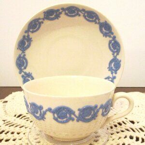 Antique Victorian Ware Royal Adams Ivory Est 1657 tea cup & saucer of vines & fl